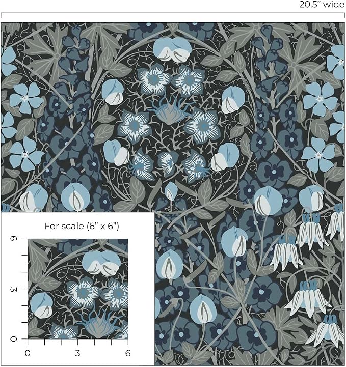 NextWall Tulip Garden Floral Peel and Stick Wallpaper (Bluestone)