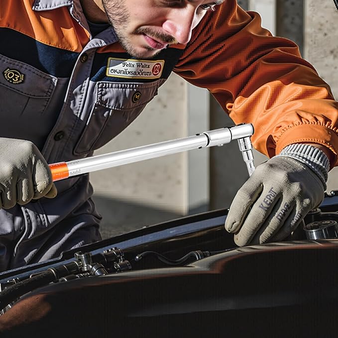 VEVOR Adjustable Torque Wrench 1/2 Inch Drive, 20-160Ft.lb/27.1-216.8Nm, 38MM Open End, 3/8 Inch Drive Torque Wrench with Interchangeable Jaw & Ratchet Head for HVAC, Car, Moto, Narrow Pipeline