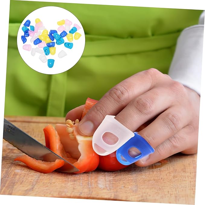 Uonlytech 80 Pcs Silicone Stained Glass Supplies Rubber Tips Guitar Fingertip Protectors Rubber Fingertips Wax Playing Guitar Child Protective Cap