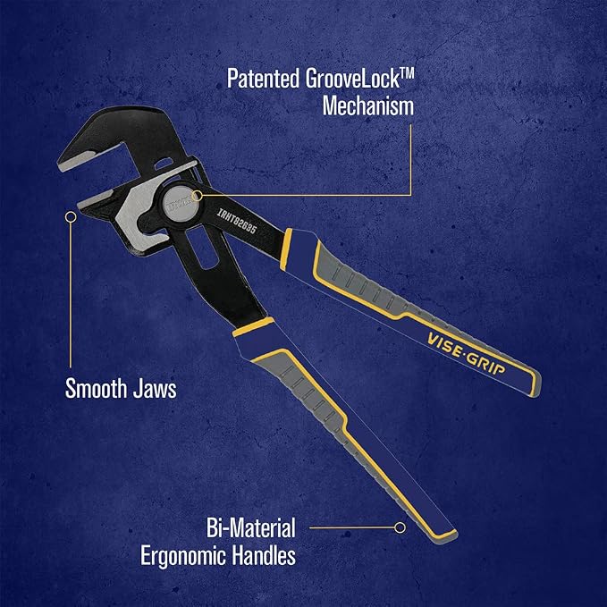 IRWIN VISE-GRIP Adjustable Pliers, Plumbing, Tongue & Groove, 8-Inch (IRHT82635)