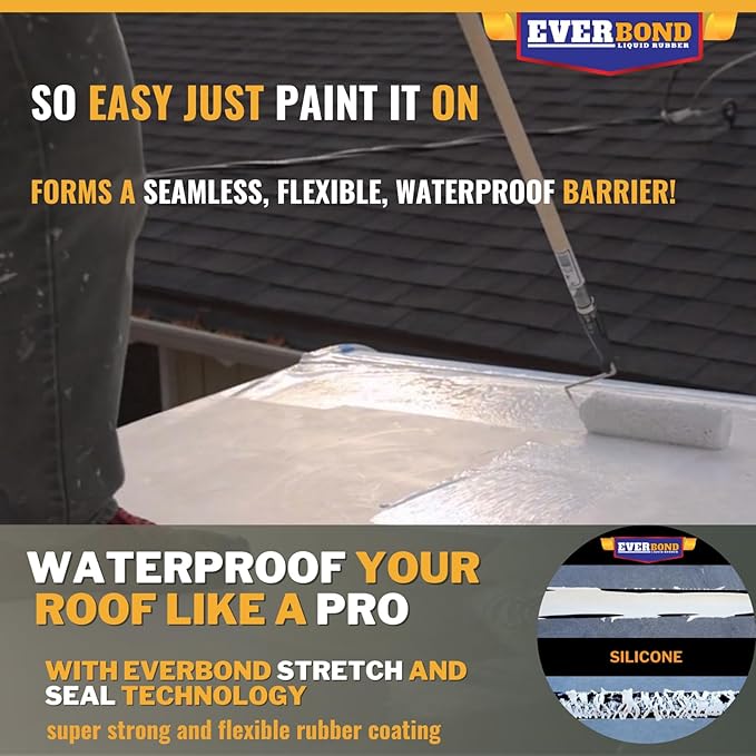 Everbond RV Roof Coating, Solar Reflective RV Roof Sealant, Waterproofing for Campers, Trailers, RVs, White, 3 Gallons