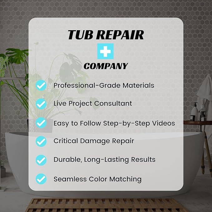 Tub Repair Kit with Color Match, Strong Fiberglass Repair kit, Repairs Non-weightbearing Surfaces in Bathtub
