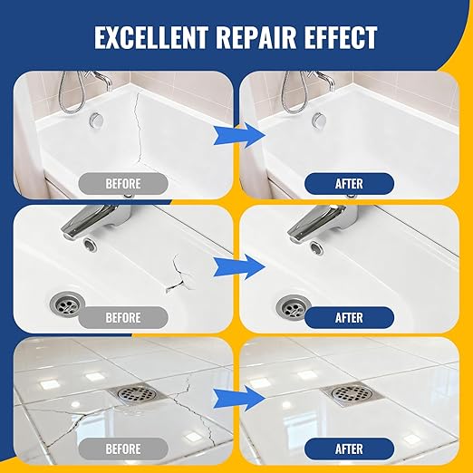 Porcelain Repair Kit White,Tub Chip and Bathtub Repair Kit for Chips, Cracks, Scratches, Rust, Holes on Tubs, Sinks, Tiles, Toilet, Ceramics, Fiberglass, Enamel, Acrylic