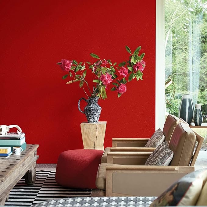 Red Peel and Stick Self Adhesive Wallpaper Countertop Contact Paper | Removable Embossed Silk Waterproof Bathroom Wallpaper 15.7" X 196.8" Kitchen Vinyl Wrap for Cabinet Shelf Liner Paper