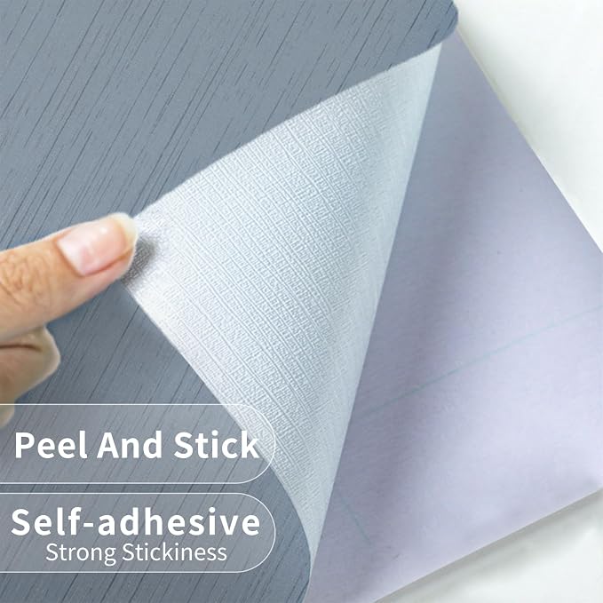 Grasscloth Peel and Stick Wallpaper Grey Blue Contact Paper 15.7in X 118in | Fabric Textured Self-Adhesive Removable Vinyl Wall Paper Grass Cloth Linen Wallpapers for Bathroom Bedroom Cabinets Desk