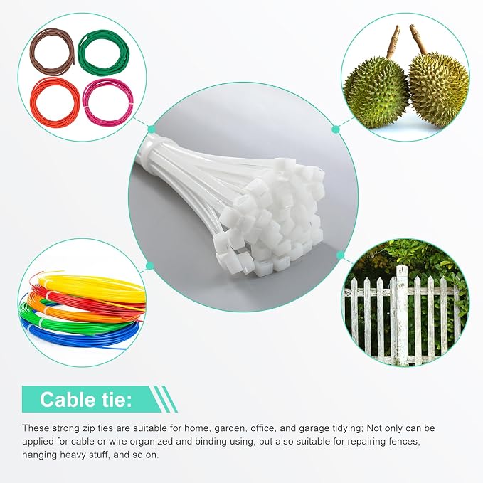 Shappy 500 Pack Long Zip Ties Heavy Duty, Ultra Exclusive Strong Cable Ties Large Industrial Electrical for Indoor Outdoor Plastic Wraps(White,24 Inch)