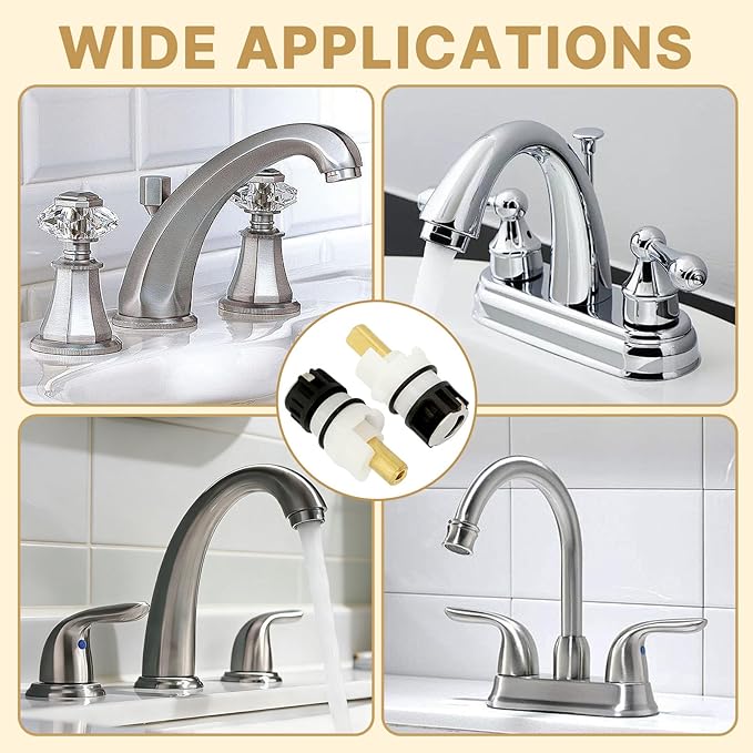 2 Pack RP25513 Two-Handle Faucet Stem Repair Kit with RP24096 Cartridge, RP4993 Seats and Springs, and RP24097 Quarter-Turn Stops Durable Brass and Plastic Faucet Repairs (2)