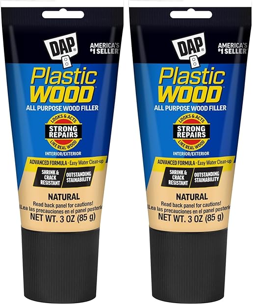 DAP Plastic Wood All Purpose Latex Wood Filler,Natural,3 Oz (7079800580),(Pack of 2)