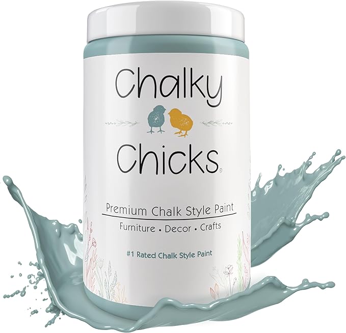 Chalky Chicks 32 Fl Oz Matte Stormy Seas (Light Blue) Chalk Paint for Furniture Without Sanding - No Prep Furniture Paint No Sanding All in One for Crafts, Wood, Walls, Cabinet, Metal, Dresser