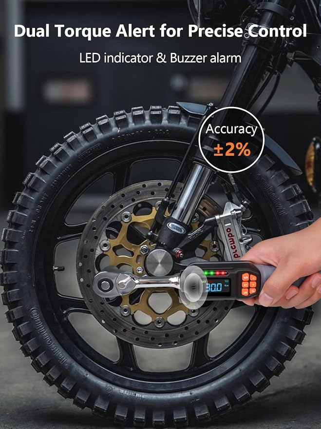 Goseek Digital Torque Wrench 3/8" Drive, 5-99.6Ft.Lb for Engine, Moto, Bike | 90Tooth Dual Direction Rachet Torque Wrench, ±2% Accuracy with LED/Buzzer Alert, Electronic Torque Wrench for Car, Suspension