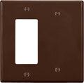 Bates- Combination Wall Plate, Mid-Size, 4.88"x4.94", Decorator/Blank, Brown Unbreakable Polycarbonate Thermoplastic, 2 Gang Wall Plate for Electrical Outlets