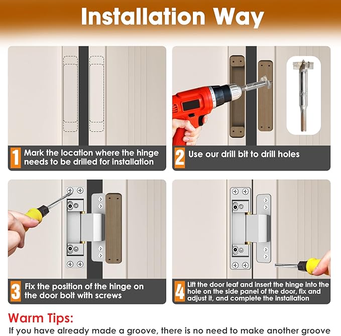 4.5" Hidden Door Hinge/Concealed Hinges,Invisible Hinges,Invisible Door Silent Door Hinge 110 Degree Swing Hinge 2-Way Adjustable Butt Hinge 4.5 x 2 x 1 (2, Silver)