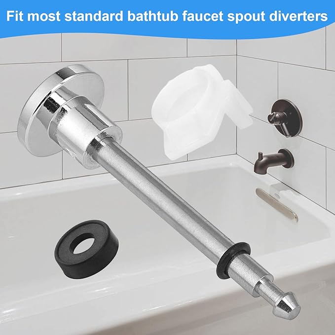 Universal 2 Pcs Tub Spout Diverter Repair Kit, Includes 2 x Diverter Valve Stems, 2 x Gates and 2 x Cup Seals, Bathroom Shower Bathtub Leaky Faucet Repair Replacement Parts (Polished Chrome)