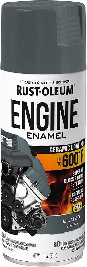 Rust-Oleum 366435 Engine Enamel Spray Paint, 11 oz, Gloss Gray, (Pack of 1)