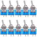 Taiss 10PCS SPST Mini Toggle Switch 2 Pin 2 Position ON/Off Miniature Toggle Switch 6A 125V MTS-101