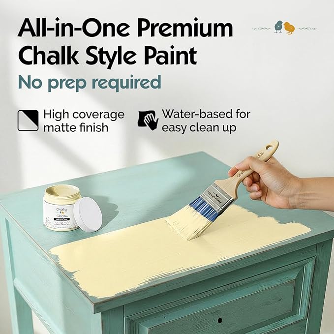 Chalky Chicks 4 Fl Oz Matte Daisy Yellow (Light Yellow) Chalk Paint for Furniture Without Sanding - No Prep Furniture Paint No Sanding All in One for Crafts, Walls, Cabinet, Metal, Dresser, Farmhouse