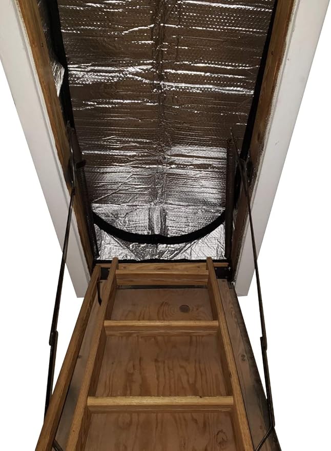 Attic Door Insulation Cover for Pull Down Ladder or Stair 25" x 54" x 11"- R-Value 15.6 Extra Thick Fire Proof Attic Tent Stairway Insulator with Easy Installation, Door Seal Hatch by Miloo