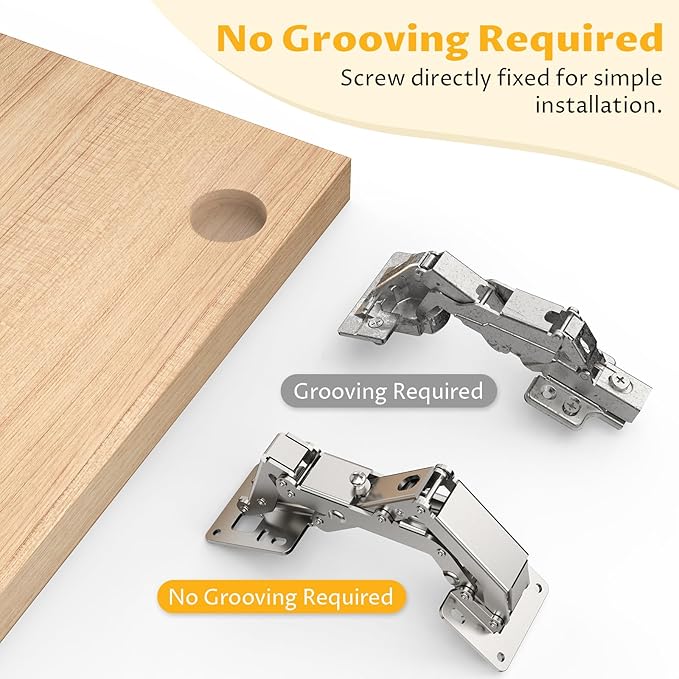 Chibery 10 Pack 170 Degree Soft Close Cabinet Hinges, Slow Smooth Hidden Frameless Hinge, Concealed Hardware Surface Mount Easy Installation, Lid Support Trap Door, Self Closing for Kitchen Cupboard