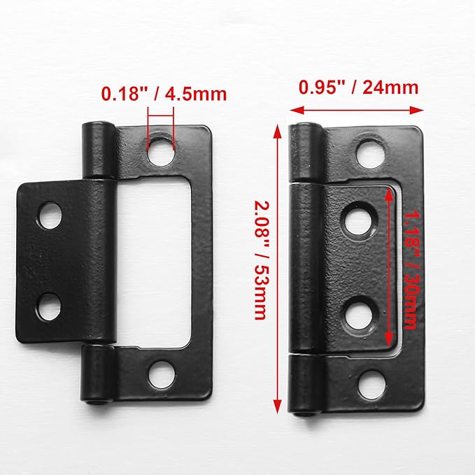 Biaungdo 12 Pack 2Inch x 1Inch Non-Mortise Door Hinge, Cabinet Vintage Furniture Hardware Antique Door Hinge for Wooden Cases, Cabinets, Gift Boxes, Tool Box, Jewelry Boxes (Black)