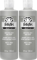 FolkArt Acrylic Paint in Assorted Colors (8 oz), Steel Gray (Pack of 2)