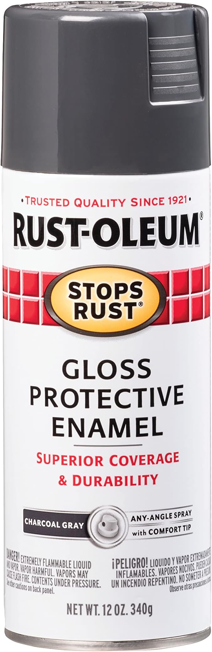 Rust-Oleum 7784830 Stops Rust Spray Paint, 12 oz, Gloss Charcoal Gray