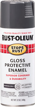 Rust-Oleum 7784830 Stops Rust Spray Paint, 12 oz, Gloss Charcoal Gray