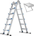 20.5FT Aluminum Foldabl Extension Ladder - Heavy-Duty A-Frame Adjustable Design for Home & Work, 330lbs Capacity, Retractable System with Safety Lock
