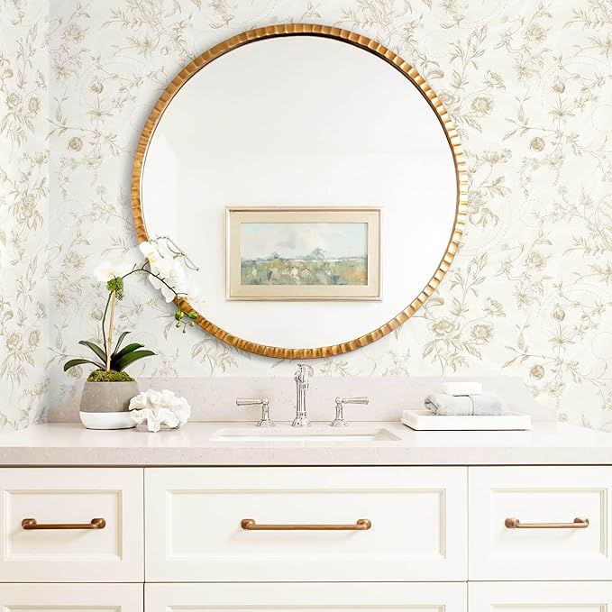 Ismoon Floral Peel and Stick Wallpaper Vintage Beige Stick on Wall Paper French Textured Contact Paper for Cabinet Removable Self Adhesive Wallpaper Vinyl Roll Shelf Decro, 17.3inx787in