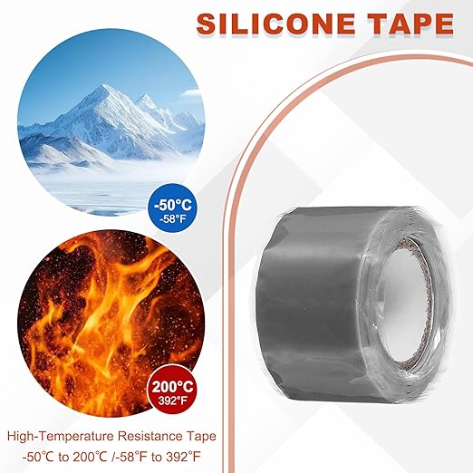 uxcell 2 Pcs Self Fusing Silicone Tape, 1" x 5ft Waterproof Water Leak Sealing Tape for Plumbing Pipe Hose Repair Handles, Grey