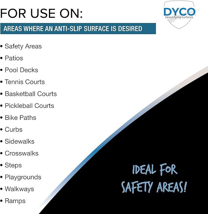 DYCO Court & Floor Anti-Slip Coating - Slip-Resistant Pavement, Cement & Concrete Paint for Pickleball, Tennis & Basketball Courts, Exceeds ADA Standards for Safety Areas (Black, 1 Gallon)