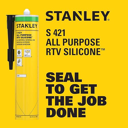 Stanley S421 All-Purpose RTV Silicone Sealant (24 x 10.1 fl.oz.) – 100% Waterproof Brown Caulk | Industrial-Grade Silicone for Kitchen, Bathroom, Shower, Window, Door, Indoor & Outdoor Use | 24 Pack