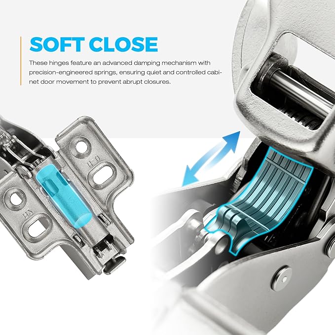 HOME EDIT 5 Pairs 10 Pack European Half Overlay Soft Close Cabinet Hinges Concealed Kitchen Cabinet Hinges Heavy-Duty Frameless Adjustable for Cupboard Hardware