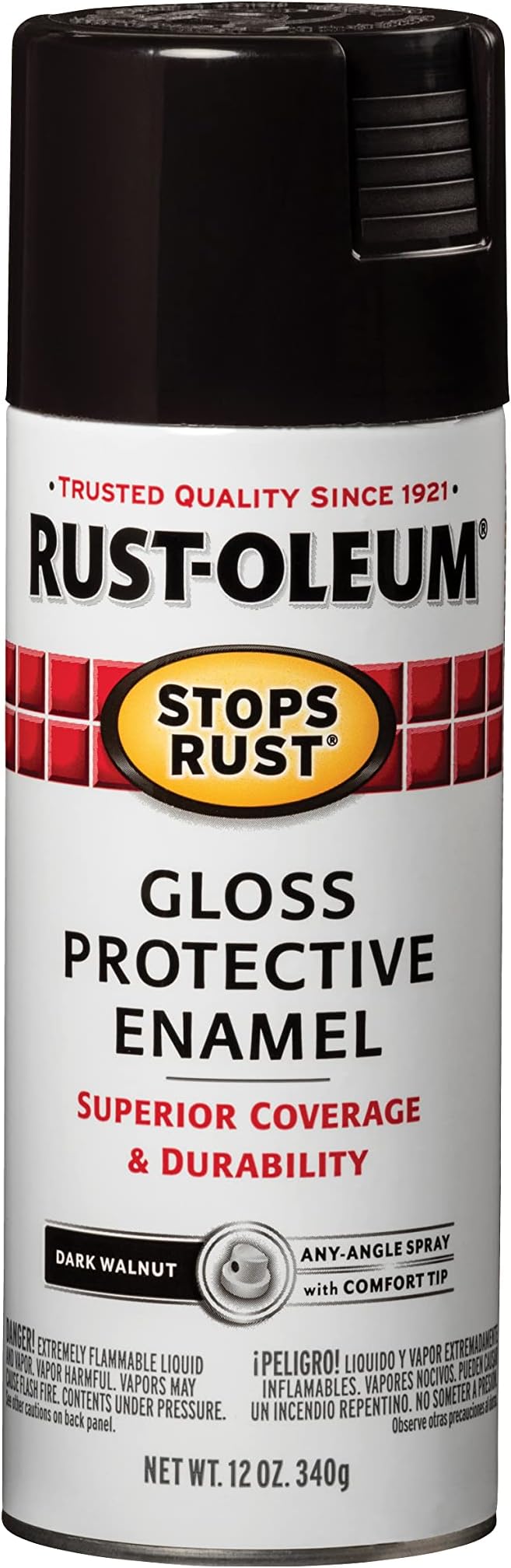 Rust-Oleum 262661 Stops Rust Spray Paint, 12 oz, Gloss Dark Walnut