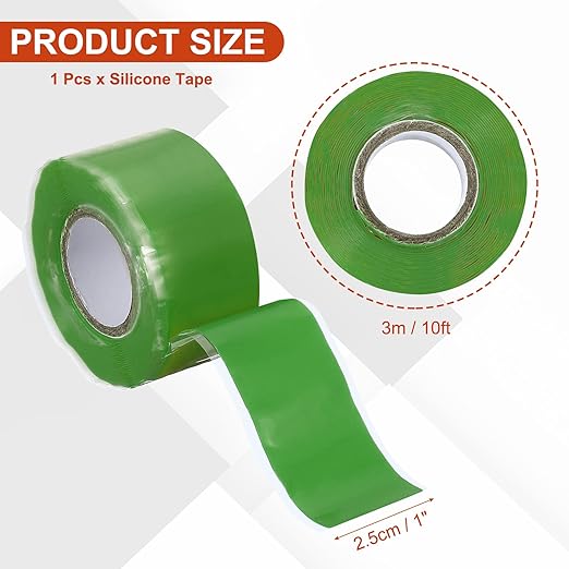 uxcell Self Fusing Silicone Tape, 1" x 10ft Waterproof Water Leak Sealing Tape for Plumbing Pipe Hose Repair Handles, Green