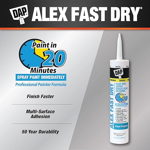 DAP 18425,White Caulk,10.1 oz,10.1 Fl Oz,Whites,(Pack of 6)