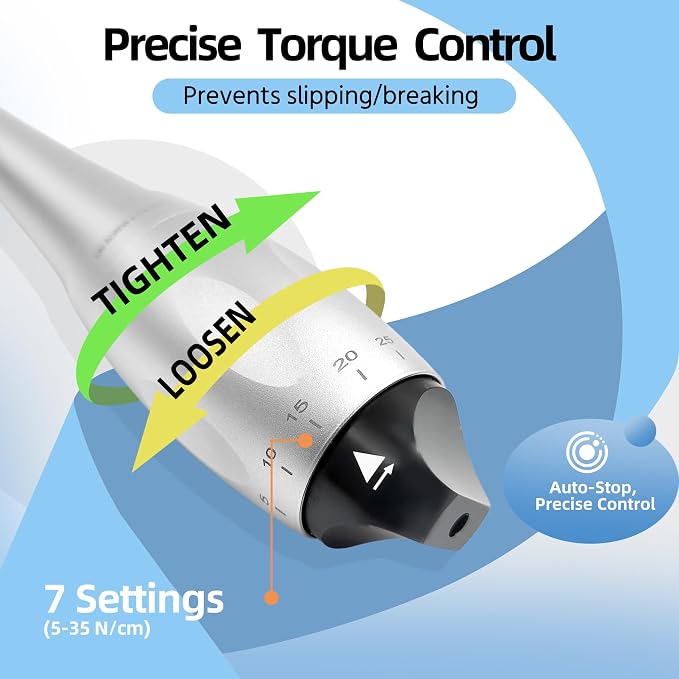 Dental Implant Torque Wrench Kit, Dental Torque Wrench with 7 Torque Settings (5-35N.cm), Replaceable Head & 16 Precision Bits, Metal Lock, Autoclavable 135°C/275°F for Dental Clinic