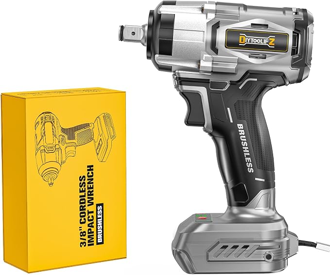 DIYtoolifz Cordless Impact Wrench 1/2" Compatible with Dewalt 20v Battery (Bare Tool), 300 FT-LBS (400 N.m) Brushless Impact Driver, Portable Electric Impact Gun with LED Work Light, 3-Speed Control