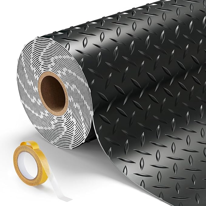 8.2x20 FT Garage Floor Mat, 2.8mm Thickened Garage Flooring Heavy Duty Rubber Garage Floor Mats for Under Car, Diamond Plate Garage Mat for Garage, Workshop, Enclosed Trailer