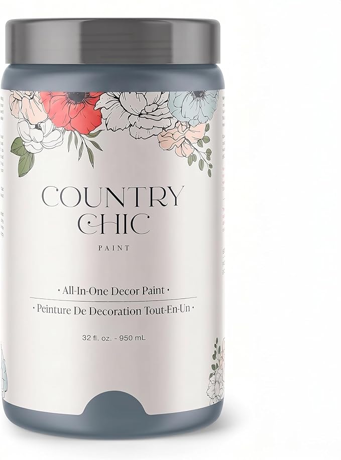 Country Chic All-in-One Chalk Paint for Furniture, Cabinets, Home Decor, Crafts, Eco-Friendly, Matte Finish, Built-In Primer & Top Coat for Wood, Metal - Daydreamer (blue) Quart (32 oz)