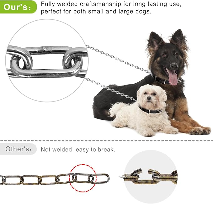 SELEWARE Dog Tie Out Stake, Dog Anchor with 30FT Stainless Steel Dog Chain | 15" Long Anti-Rust Heavy Duty Dog Stake for Large Dogs up to 100 lbs, Easy Install with Twist Rod for Yard, Camping Outside