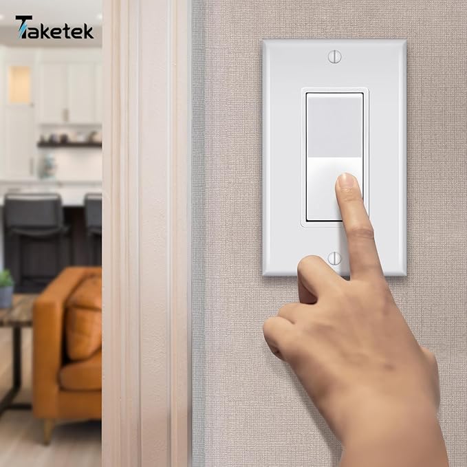 TAKETEK Decorator Wall Plates, Paddle Light Switch Covers, Wall Plates for Rocker Light Switches or Receptacle Outlets, Electrical Decora Faceplate Cover, Single Gang Wallplate, White, 20 Pack