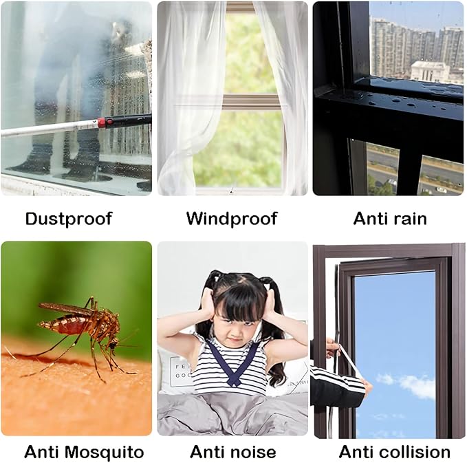 Weather Stripping Door Window Seal Strip 33 Ft, Selfadhesive Strong Adhesion, soundproofing, Draft Blocker, Dustproof, Suitable for Doors and Windows Cabinet Doors, 0.35 Wide X 0.6 Inch Thick, Gray