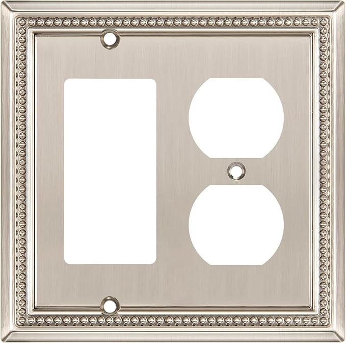 Henne Bery Sunken Pearls Heavy Duty Decorative Wall Plate Switch Plate Outlet Cover (Decorator/Duplex, Satin Nickel)