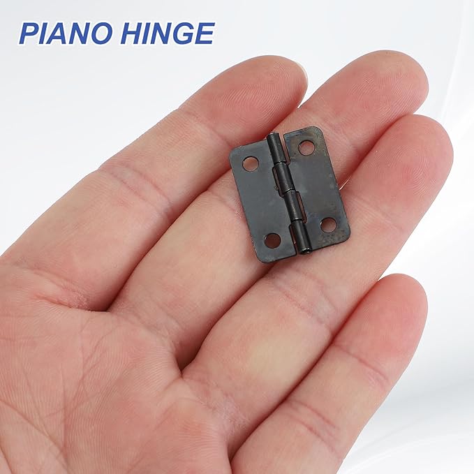 MECCANIXITY Small Butt Hinges 1 Inch Mini Jewelry Box Hinge with Screw for Jewelry Wooden Boxes Cabinet Drawer Doors Gate (Black, Pack of 12)