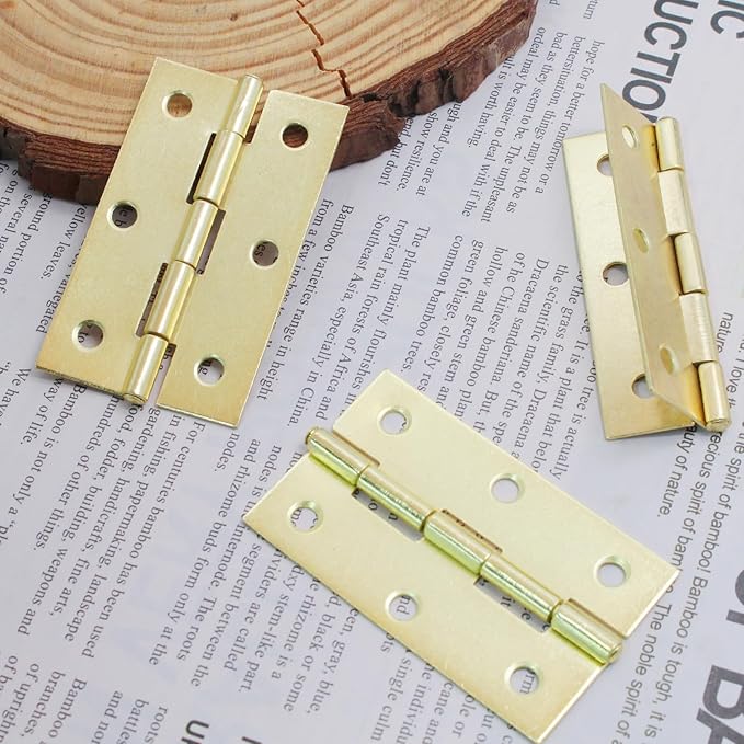 Murtenze 24 Pack 2.5 Inch Door Hinges - Gold Butt Hinges with Mounting Screws