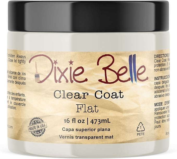 Dixie Belle Paint Company | Flat Clear Coat (16oz) | Soft Matte Finish Polyacrylic Topcoat | Chalk-Friendly Furniture Paint Finish