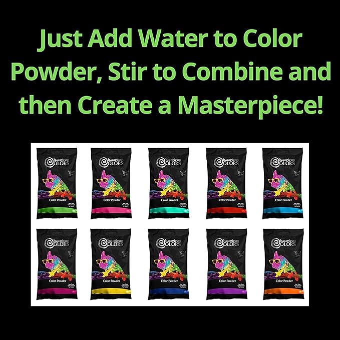 Chameleon Colors Ultimate Sidewalk Chalk Paint Kit, Fun, Washable Art Supplies, 11 Colorful Chalk Powders, 4 Squeeze Bottles, 5 Brushes, 10 Stir Sticks, 6 Stencils & 1 Roll of Masking Tape