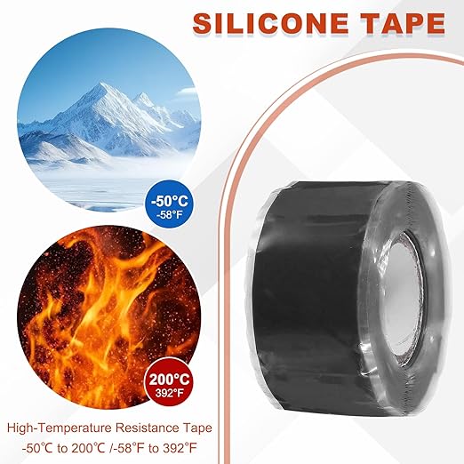 uxcell Self Fusing Silicone Tape, 1" x 10ft Waterproof Water Leak Sealing Tape for Plumbing Pipe Hose Repair Handles, Black