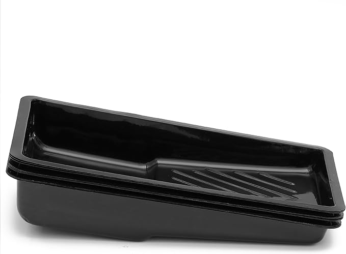Bates 4 Inch Paint Tray Liners - 12 Pack Black Plastic Disposable Paint Pans
