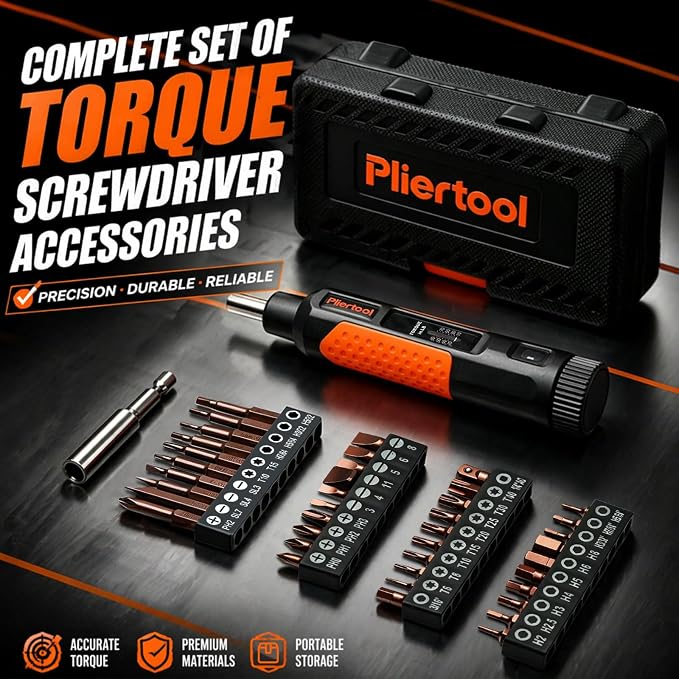 42Pcs Preset Torque Screwdriver Wrench Driver Set 10-80 Inch Pound | 1/4” Drive Torque Wrench Screwdriver Set with S2 Bits for Maintenance, Tools, Bike Repairing and Mounting